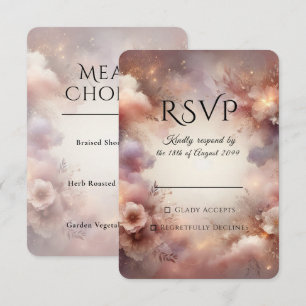 Cartão RSVP Casamento no Jardim com Poeira de Estrelas e Rubor