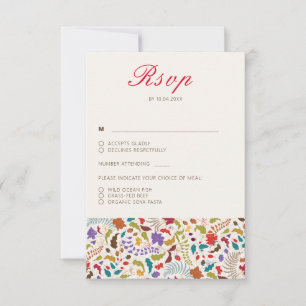 Cartão RSVP Casamento no Jardim de Flores Exóticas Wild Rose W