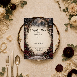 Cartão RSVP Casamento no Jardim de Inverno Gótico Mal-humorado