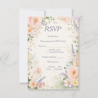 Cartão RSVP Casamento no Jardim de Primavera Salve a Data
