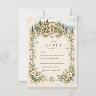 Cartão RSVP Casamento no Jardim Romântico de Margaridas