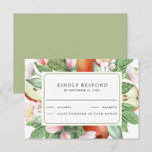 Cartão RSVP Casamento no Pomar de Maçãs Vermelhas Florais Botâ
