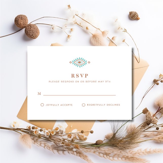 Cartão RSVP Casamento no Sudoeste do Deserto de Verão (Summer Desert Southwestern Wedding RSVP card)