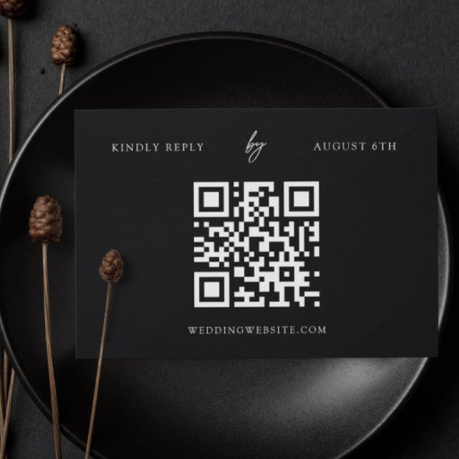 Cartão RSVP Casamento no Website do Black and White Modern Wed (Criador carregado)