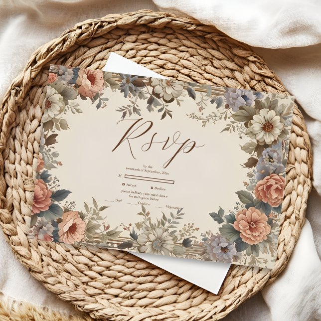 Cartão RSVP Casamento Nouveau de Arte do Jardim Botânico (Criador carregado)