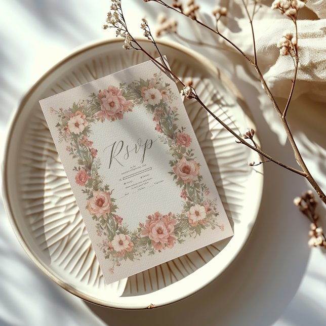 Cartão RSVP Casamento Nouveau de Arte do Jardim Botânico (Criador carregado)