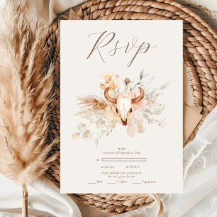 Cartão RSVP Casamento Ocidental Floral Boho