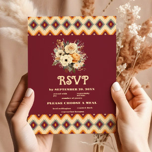 Cartão RSVP Casamento Ocidental Floral Boho