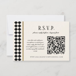 Cartão RSVP Casamento online de fronteira de quadro de xadrez