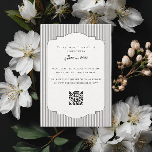 Cartão RSVP Casamento Online de Script Clássico Branco Preto E