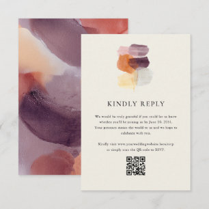 Cartão RSVP Casamento Online do Código QR de Folha Elegante