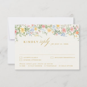 Cartão RSVP Casamento Ornate Dourado de Jardim de Primavera em