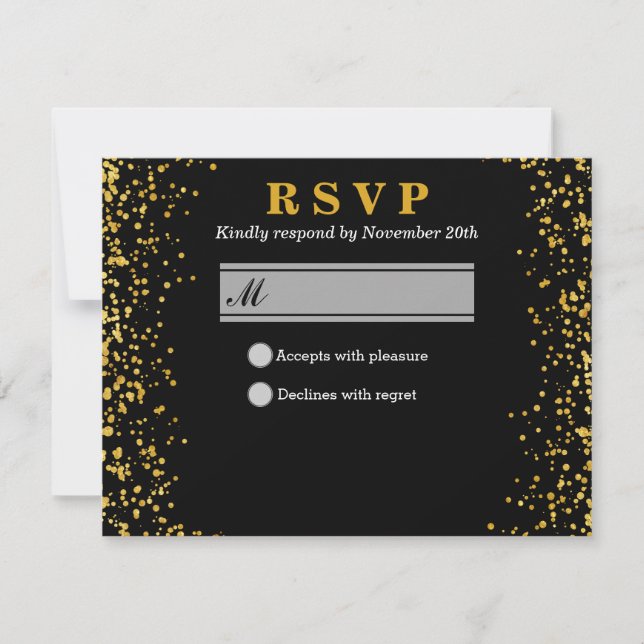Cartão RSVP casamento ouro (Frente)