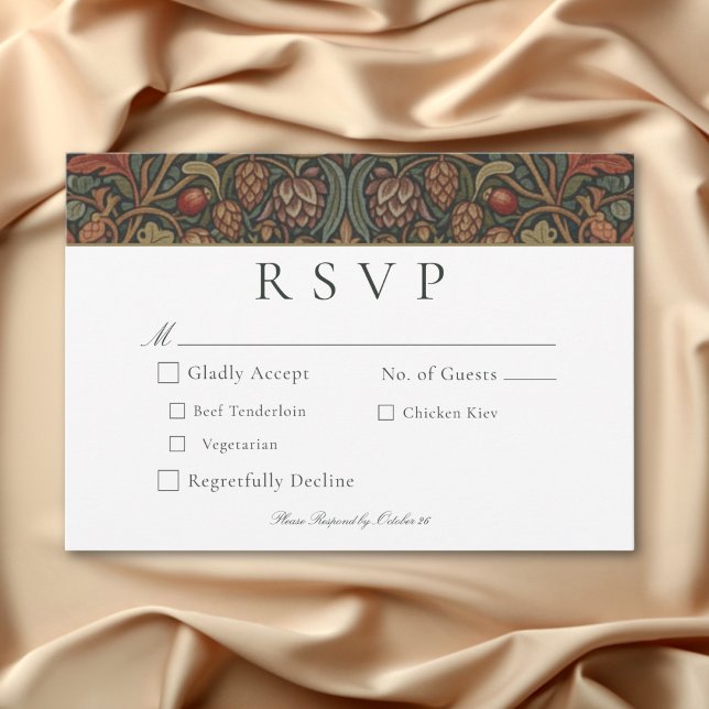 Cartão RSVP Casamento outono Botânico Elegante Vintage Cottage (Elegant Vintage Cottage Botanical Fall Wedding RSVP Card)