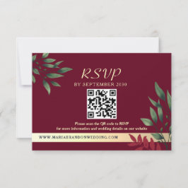 Cartão RSVP Casamento outono de Código QR da Borgonha