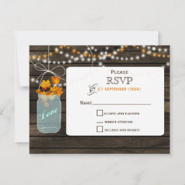 Cartão RSVP Casamento outono de jarro de pedras de madeira de 