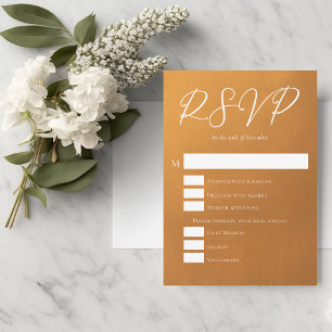 Cartão RSVP Casamento outono Dourado russo com opções de refei