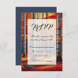 Cartão RSVP Casamento outono Rustic Birch Tree