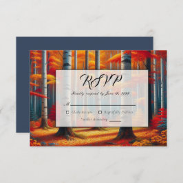 Cartão RSVP Casamento outono Rustic Birch Tree