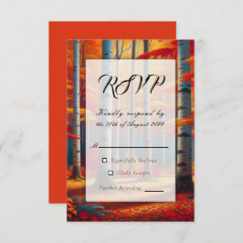 Cartão RSVP Casamento outono Rustic Birch Tree