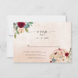 Cartão RSVP Casamento outono Rustic Modern Pumpkins Country