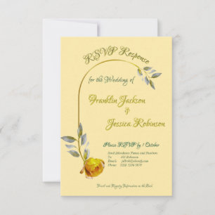 Cartão RSVP Casamento oval amarelo de rosa de paz macia elegan