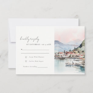 Cartão RSVP Casamento Paisagem Aquarela Kauai Hawaii