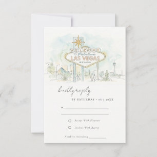 Cartão RSVP Casamento Paisagem Aquarela Las Vegas Nevada