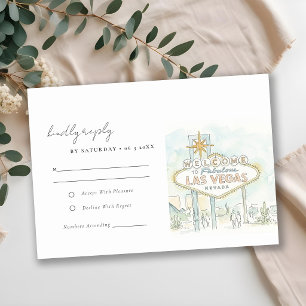 Cartão RSVP Casamento Paisagem Aquarela Las Vegas Nevada