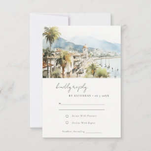 Cartão RSVP Casamento Paisagem Aquarela Santa Marta Colômbia