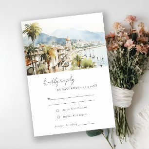 Cartão RSVP Casamento Paisagem Aquarela Santa Marta Colômbia