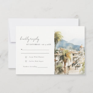 Cartão RSVP Casamento Paisagem Aquarela Santa Marta Colômbia