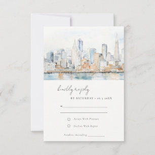 Cartão RSVP Casamento Paisagem Aquarela São Francisco