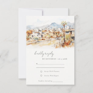 Cartão RSVP Casamento Paisagem Aquarela Tucson Arizona