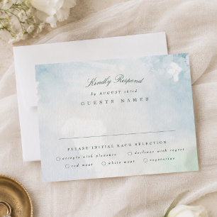 Cartão RSVP Casamento Paisagem em Aquarela Elegante