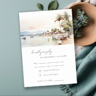 Cartão RSVP Casamento paisagístico de Montego Bay Jamaica