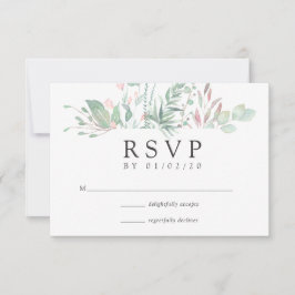 Cartão RSVP Casamento Pastel Blush Greenery