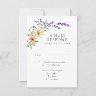 Cartão RSVP Casamento Pastel Delicate Wildflower