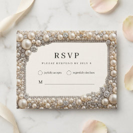 Cartão RSVP Casamento Pérolas Elegantes