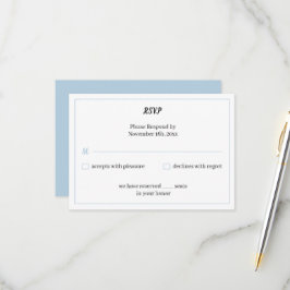 Cartão RSVP Casamento Personalizado Azul Simples