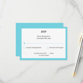 Cartão RSVP Casamento Personalizado Azul Simples