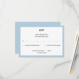 Cartão RSVP Casamento Personalizado Azul Simples