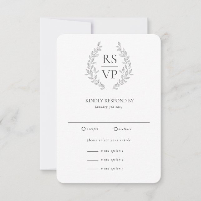 Cartão RSVP Casamento Personalizado Da Frota Branca Preta Form (Frente)