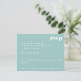 Cartão RSVP Casamento Personalizado De Azul Azul Aqua Azul E M