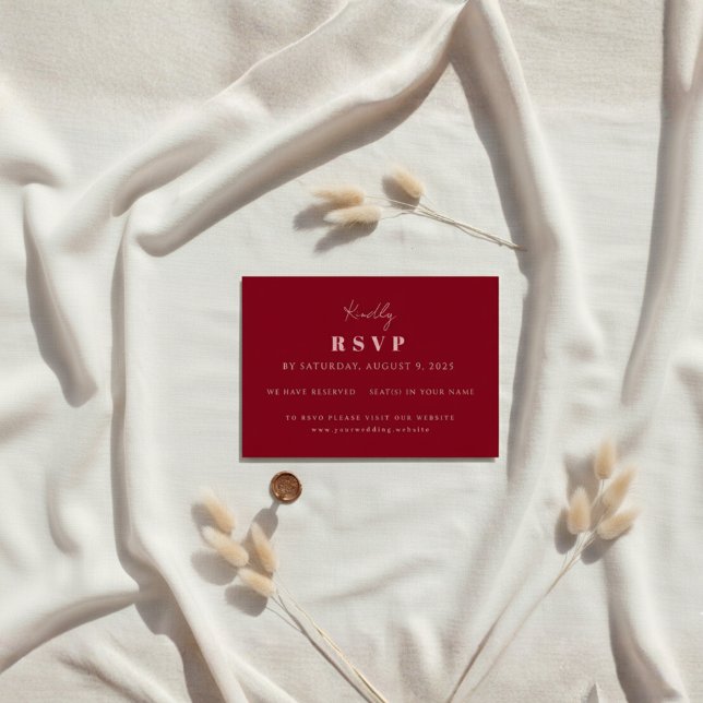 Cartão RSVP Casamento Personalizado Rosa e Vermelho com Script (Criador carregado)