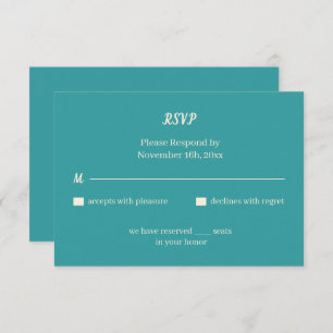 Cartão RSVP Casamento Personalizado Simples de Teal