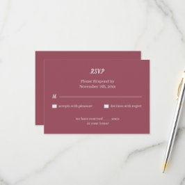 Cartão RSVP Casamento Personalizado Simples Maroon