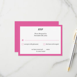 Cartão RSVP Casamento Personalizado Simples Rosa