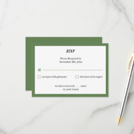 Cartão RSVP Casamento Personalizado Verde Simples