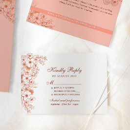 Cartão RSVP Casamento Pêssego